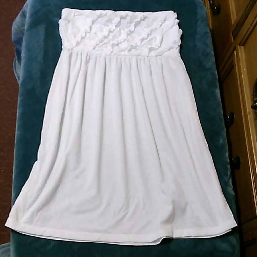 White flowy long tube top swim cover up